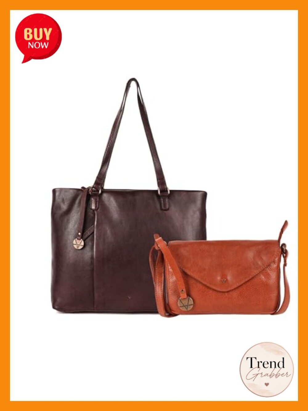 Genuine Italian Leather Bag Set Tote Crossbody Satchel
